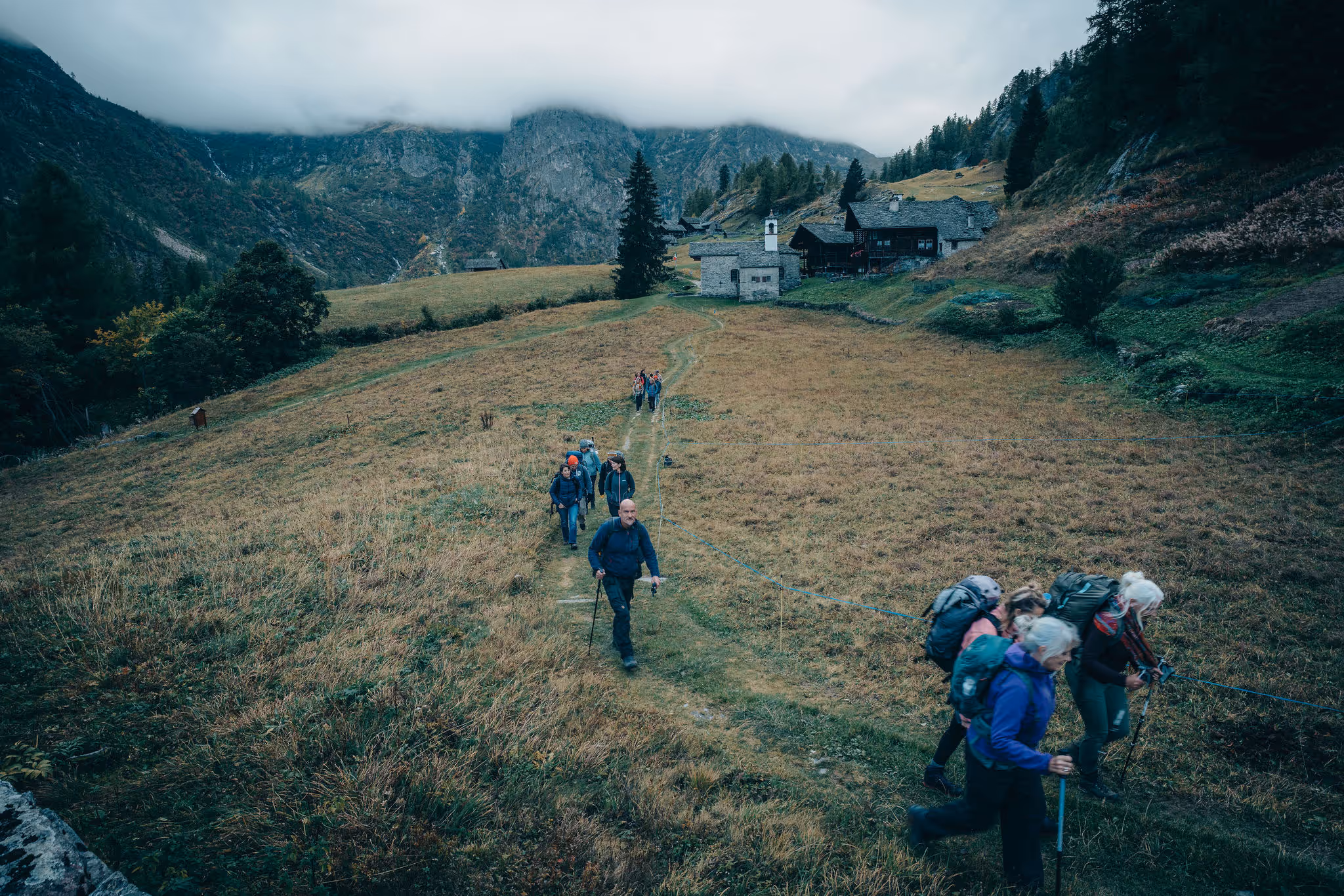 A training group in session outdoors in the mountains